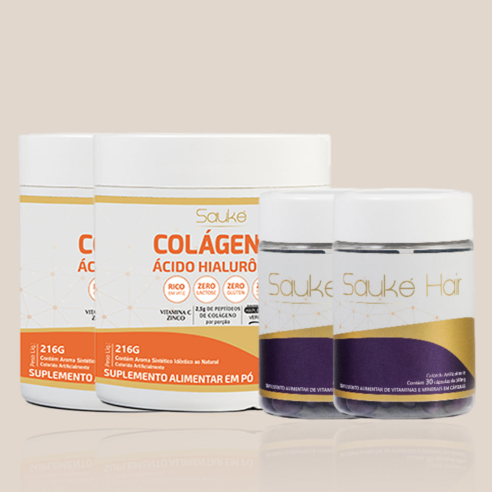 Kit compre 2 leve 4: 2 Colágeno ganha 2 Sauke Hair.
