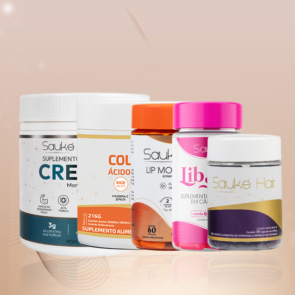 Kit Ritual da Beleza - 1 Colágeno + 1 Sauke Hair + 1 Libsens + 1 Lip moro + 1 Creatina