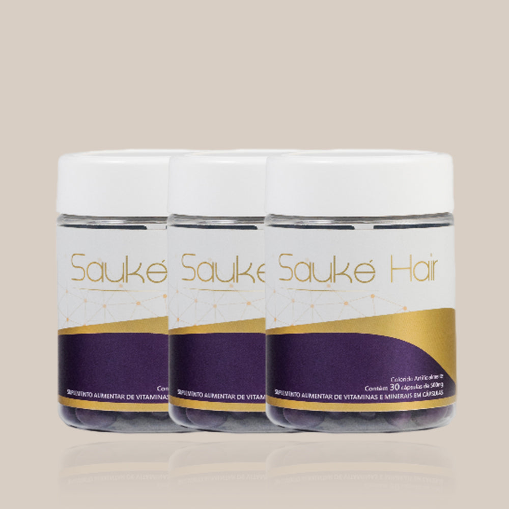 Kit - 3 Sauke Hair - Vitamina para crescimento capilar