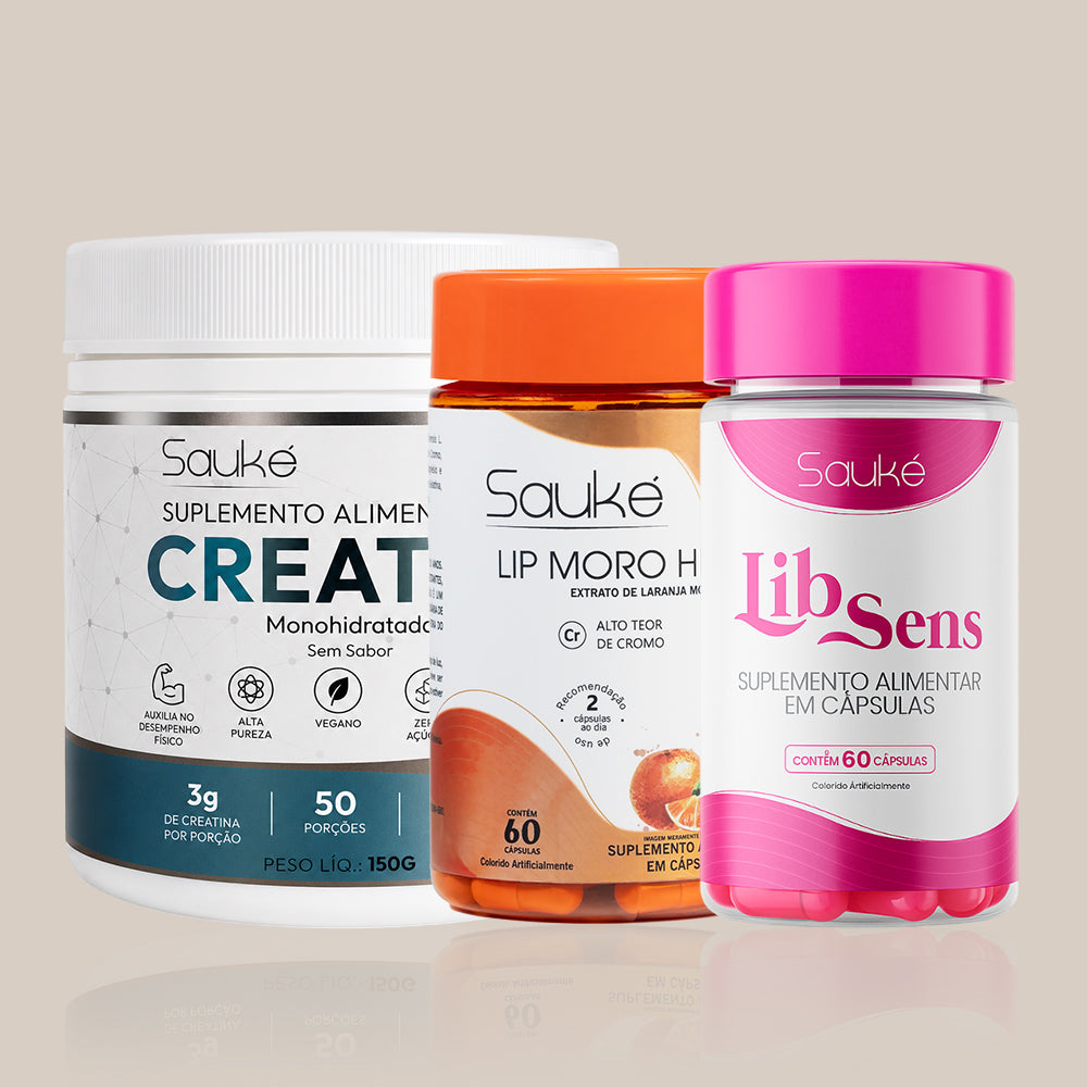 Kit 1 Creatina + 1 Libsens + 1 Lip Moro HD