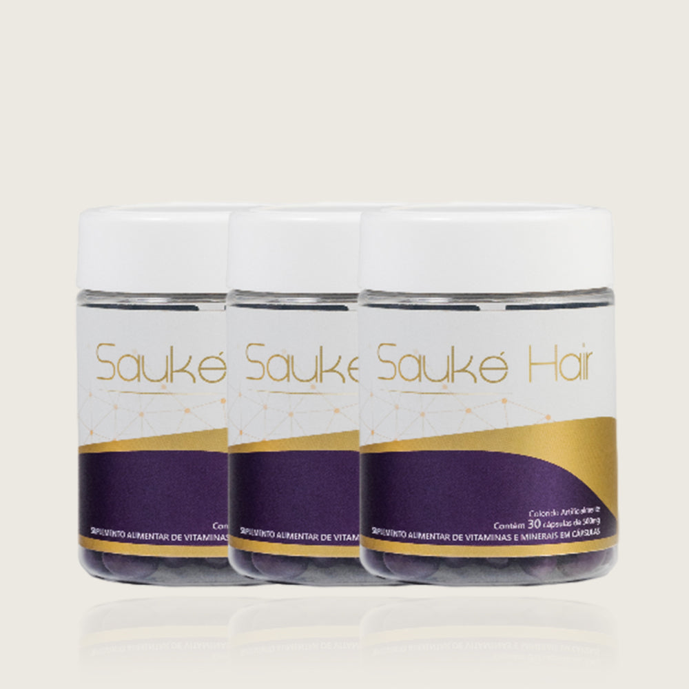 Kit 3 Sauke Hair - Vitamina para crescimento capilar
