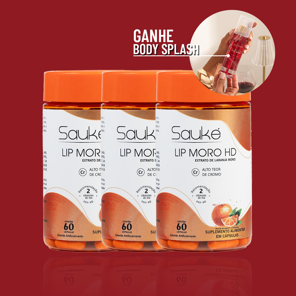 Kit 3 Sauke Lip Moro HD ganha Body Splash