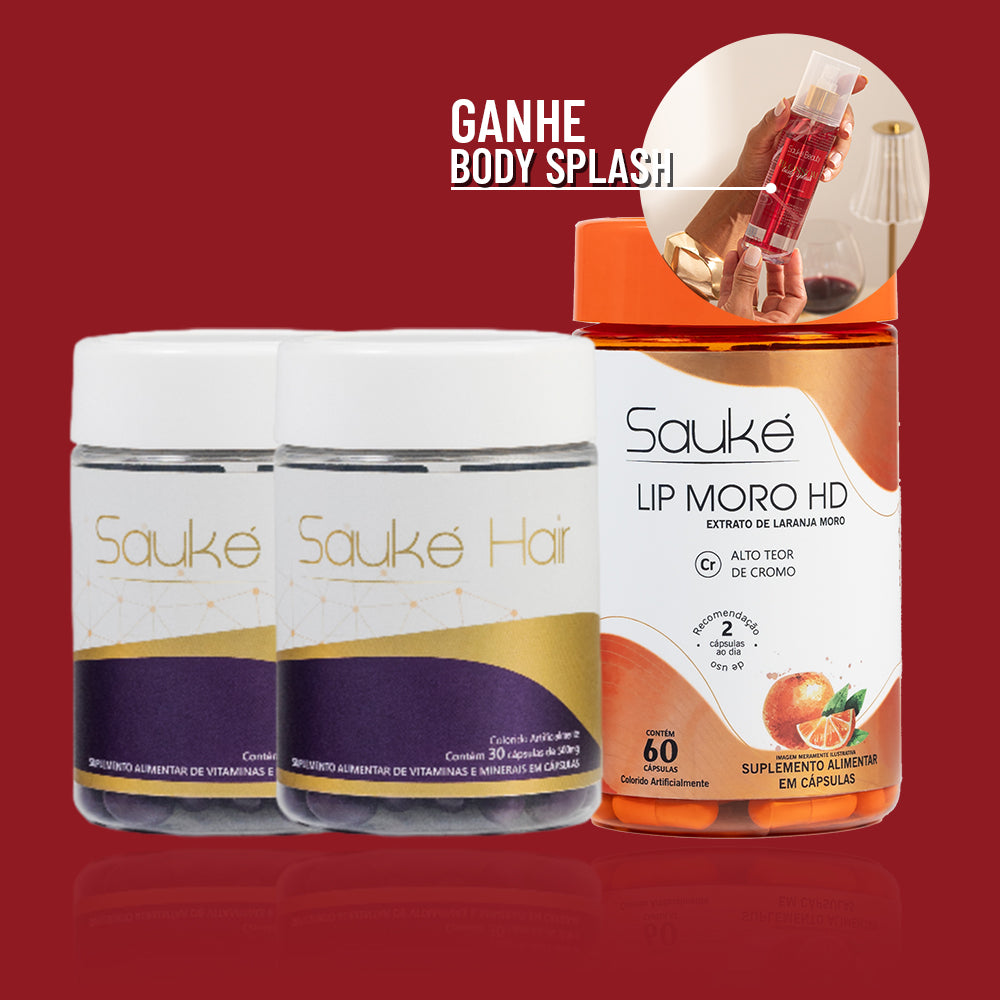 kit 2 Sauke hair + 1 Lip moro ganha Body Splash
