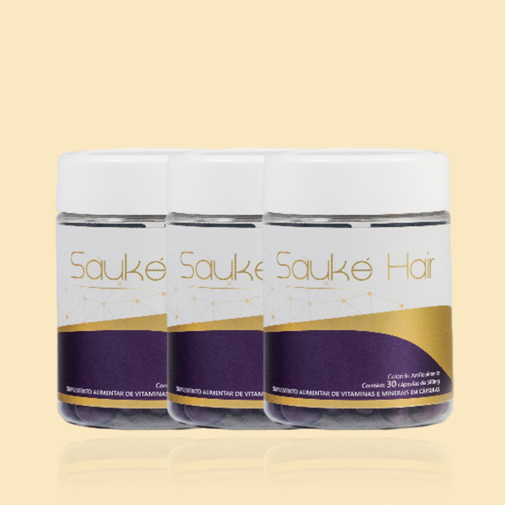 Kit - 3 Sauke Hair - Vitamina para crescimento capilar