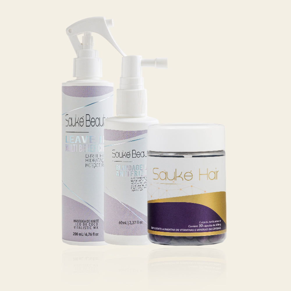 Kit - 1 Sauke Hair + 1 Blindagem + 1 Leave in Multibeneficios