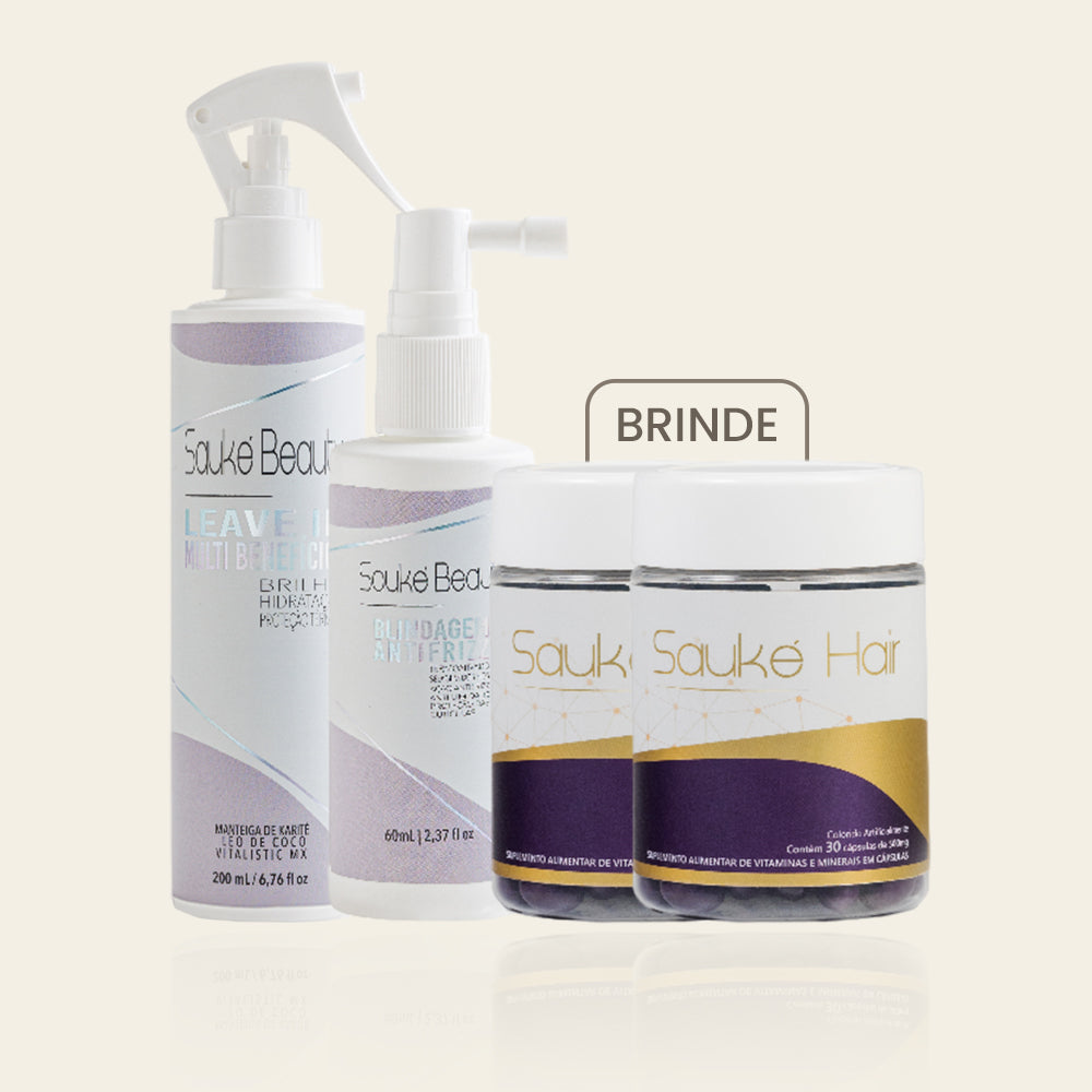 Kit compre 2 leve 4: 1 Leave in multibeneficio + 1 Blindagem ganha  2 Sauke Hair
