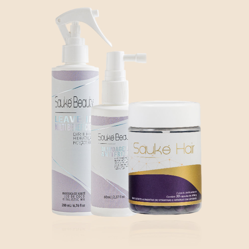 Kit Sauké Hair + Blindagem + Leave-in multibenefícios