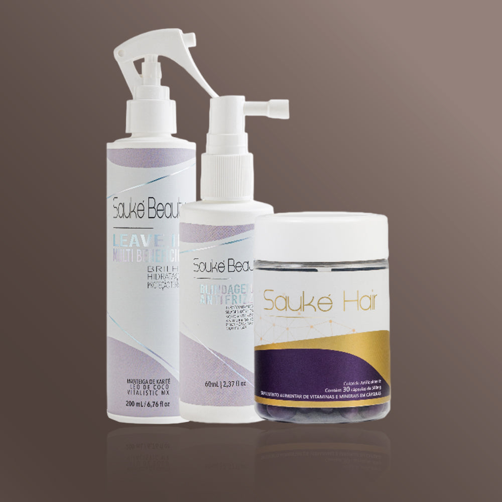 Kit - 1 Sauke Hair + 1 Blindagem + 1 Leave in