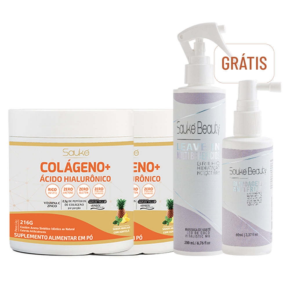 Kit compre 2 leve 4: 2 Colágeno ganha Leave in multibeneficio + Blindagem.