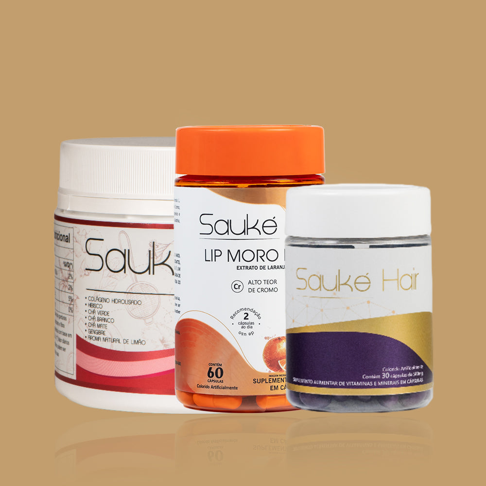 kit 1 Chá + 1 Sauke Hair + 1 Lip moro HD