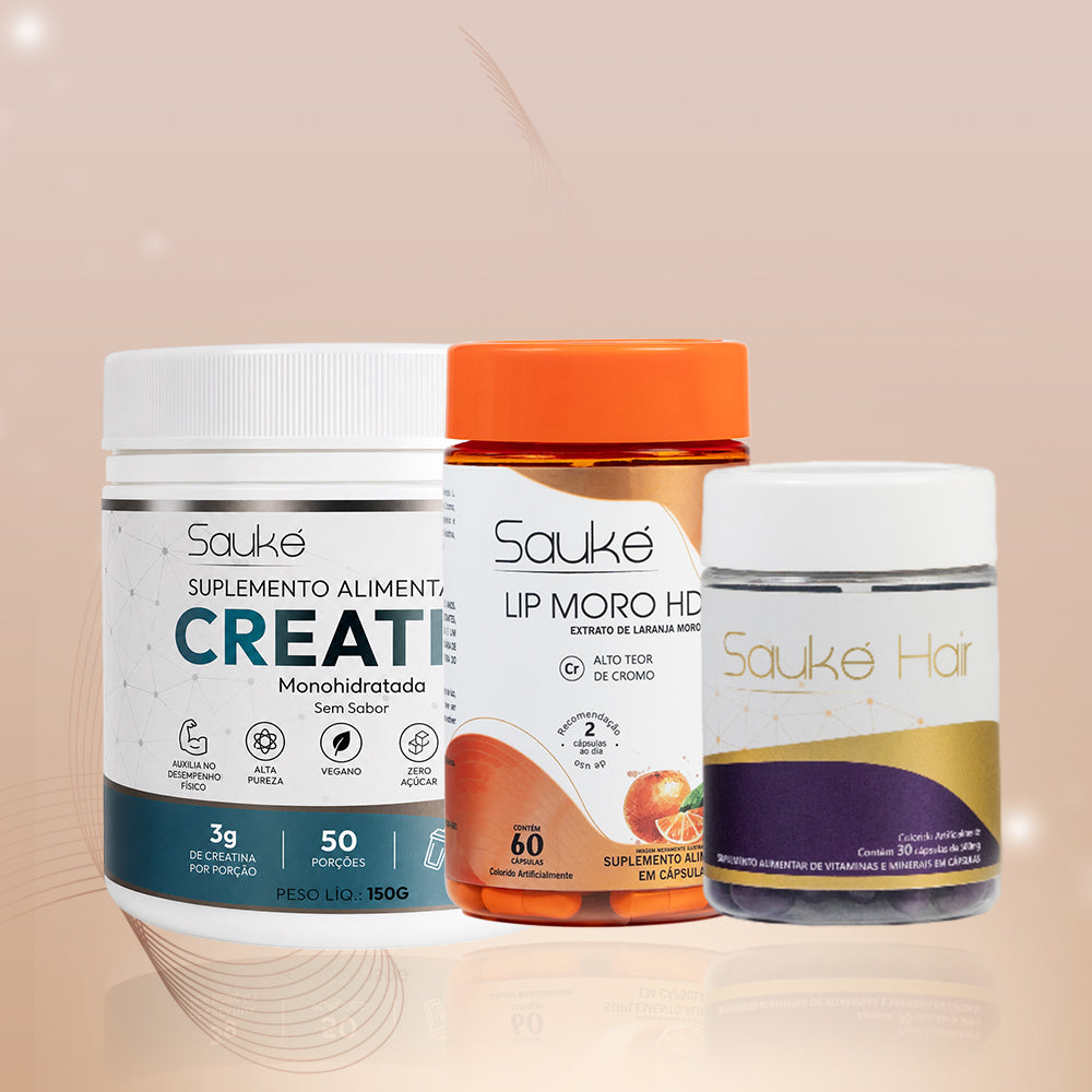 Kit  1 Creatina + 1 Sauke Hair + 1 Lip Moro HD