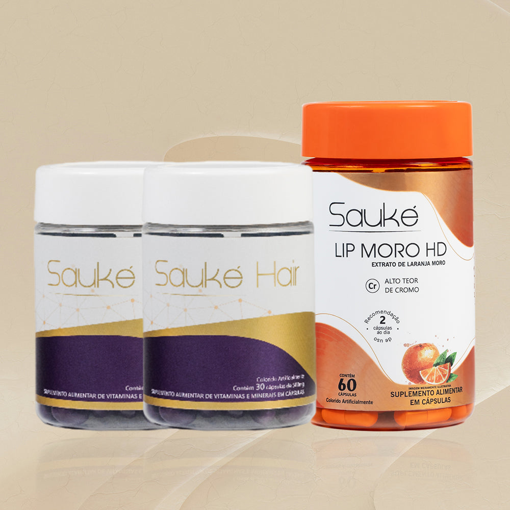 Kit - 2 Sauke Hair + 1 Lip moro HD - Tratamento Cabelo e corpo