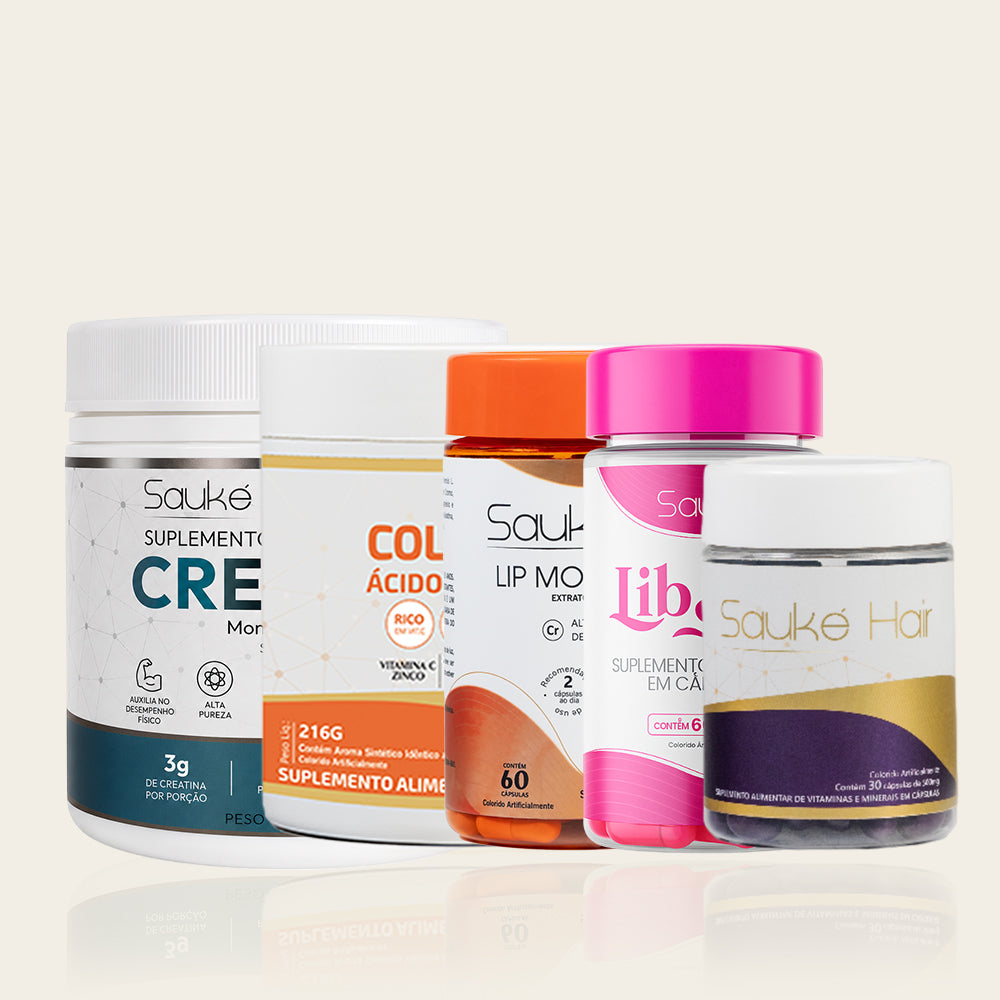 Kit  Ritual da Beleza - 1 Colágeno + 1 Sauke Hair + 1 Libsens + 1 Lip moro + 1 Creatina