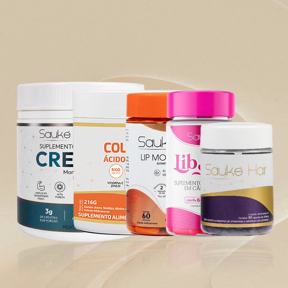 Kit  Ritual da Beleza - 1 Colágeno + 1 Sauke Hair + 1 Libsens + 1 Lip moro + 1 Creatina