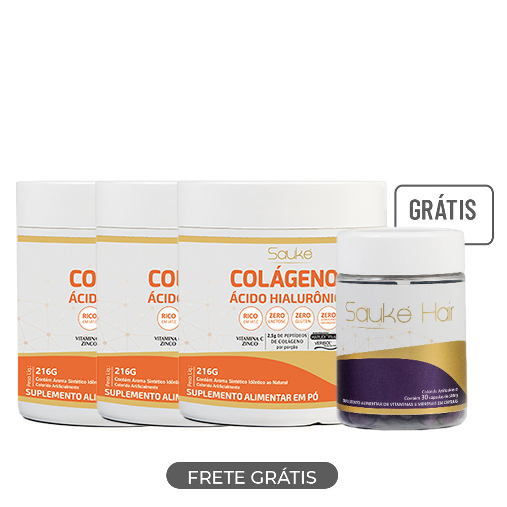 Compre 3 Leve 4: Kit Dupla Colágeno + Hair de Brinde