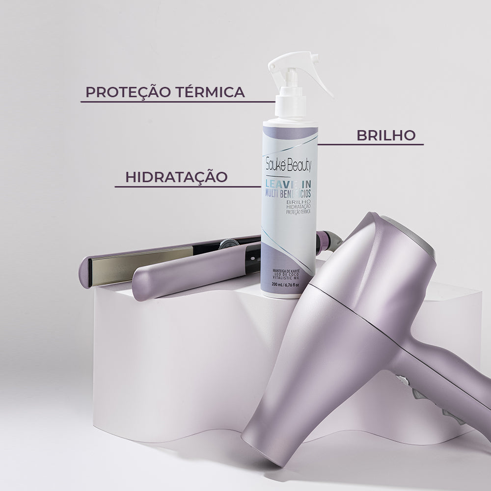 Kit compre 2 leve 4: Leave in + Blindagem ganha Lip moro HD + Sauke Hair.