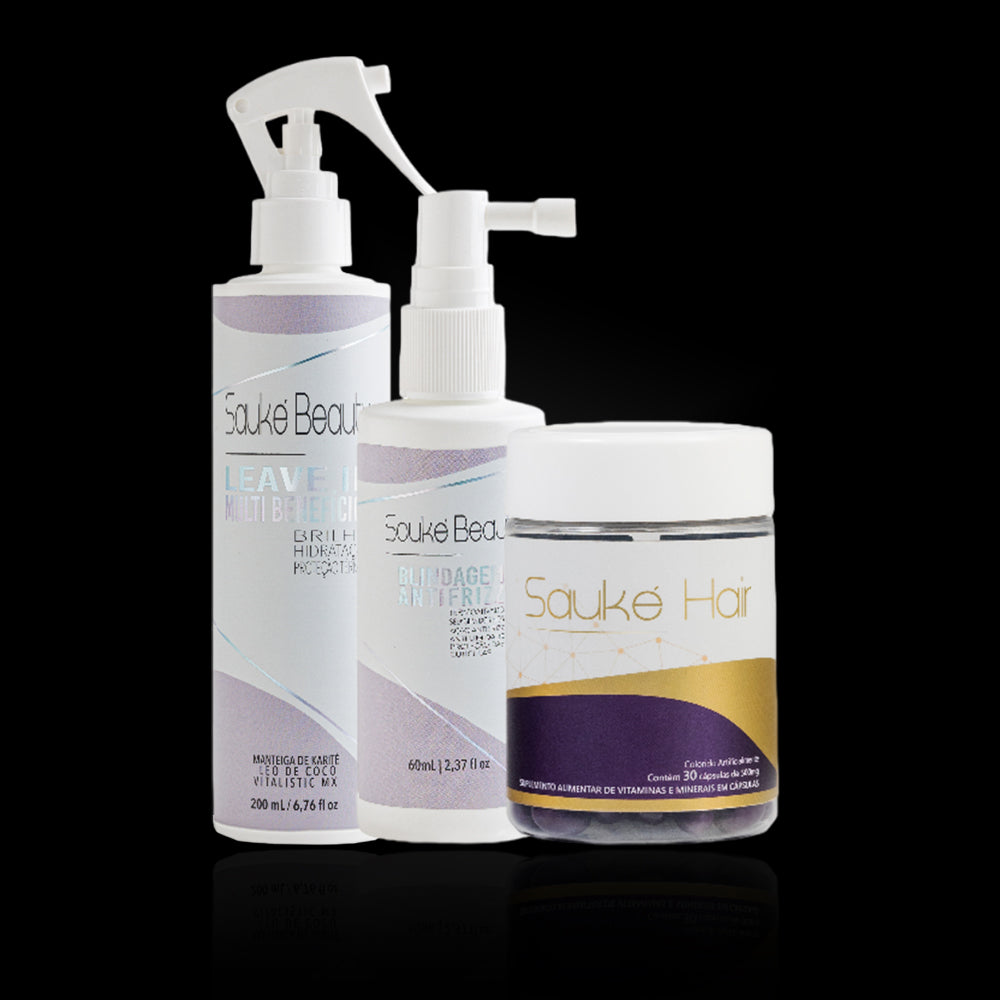 Kit Sauké Hair + Blindagem + Leave-in multibenefícios