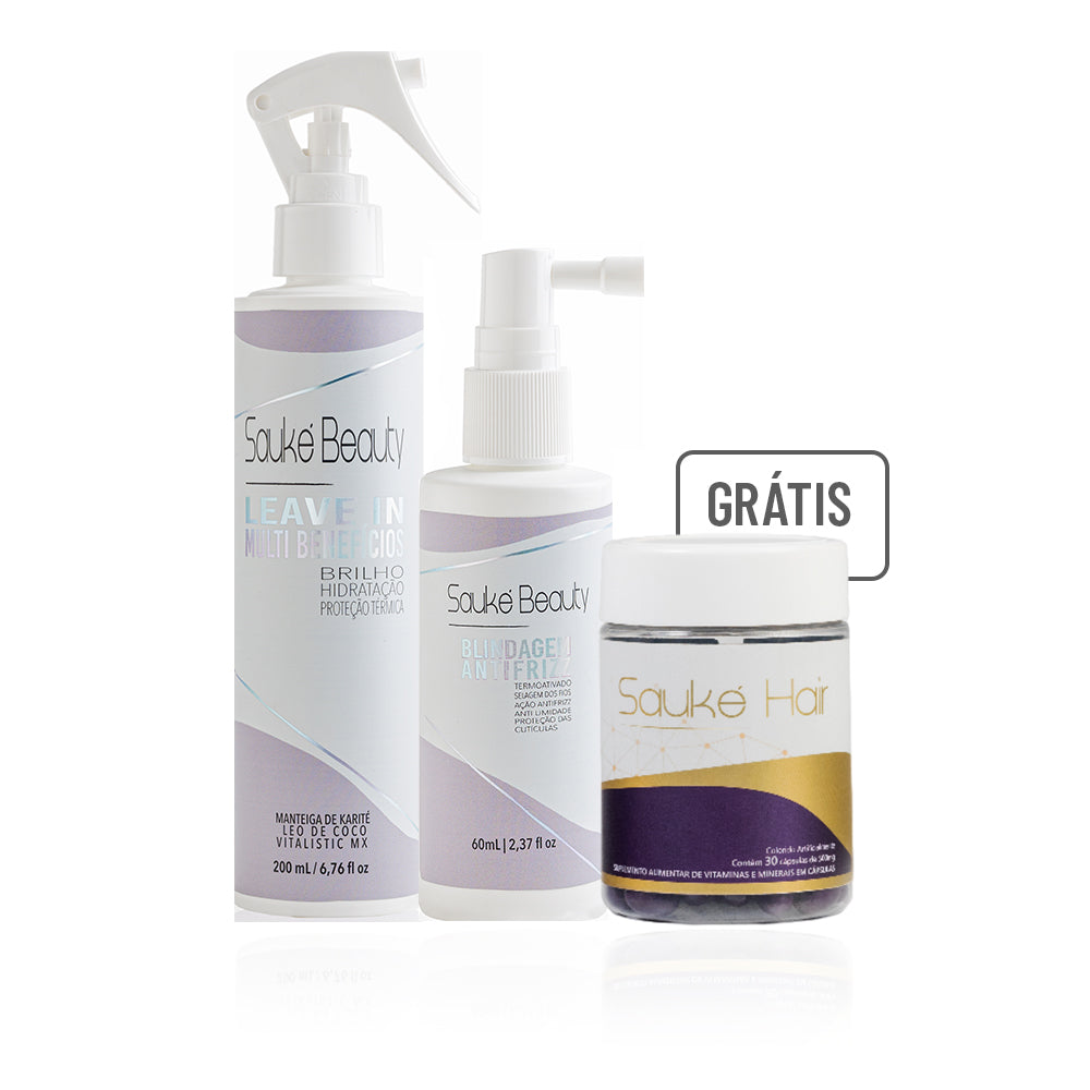 Kit Proteção Total Antifriz Blindagem 60ml + Leave-In Multibenefícios Ganha Hair