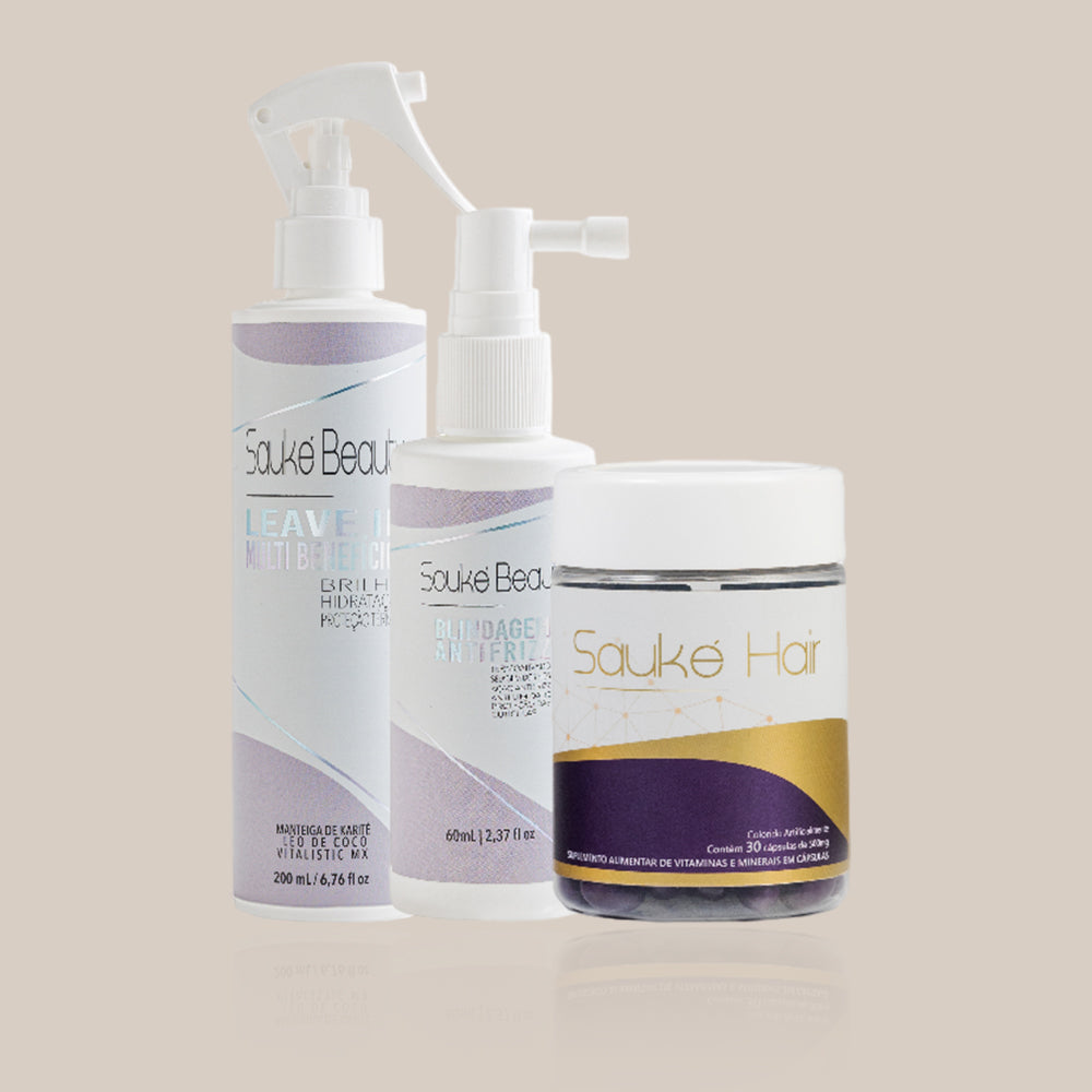 Kit - 1 Sauke Hair + 1 Blindagem + 1 Leave in - Proteção e crescimento