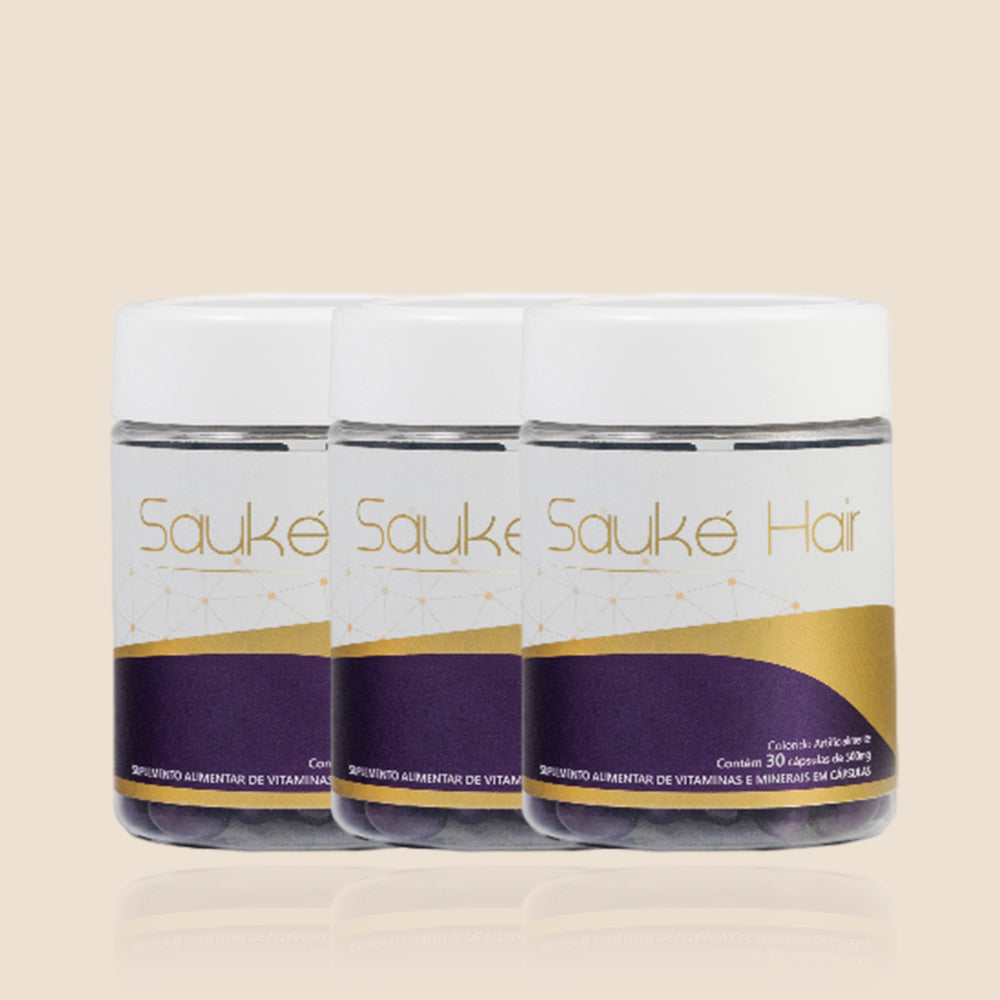 Kit 3 Sauke Hair - Vitamina para crescimento capilar