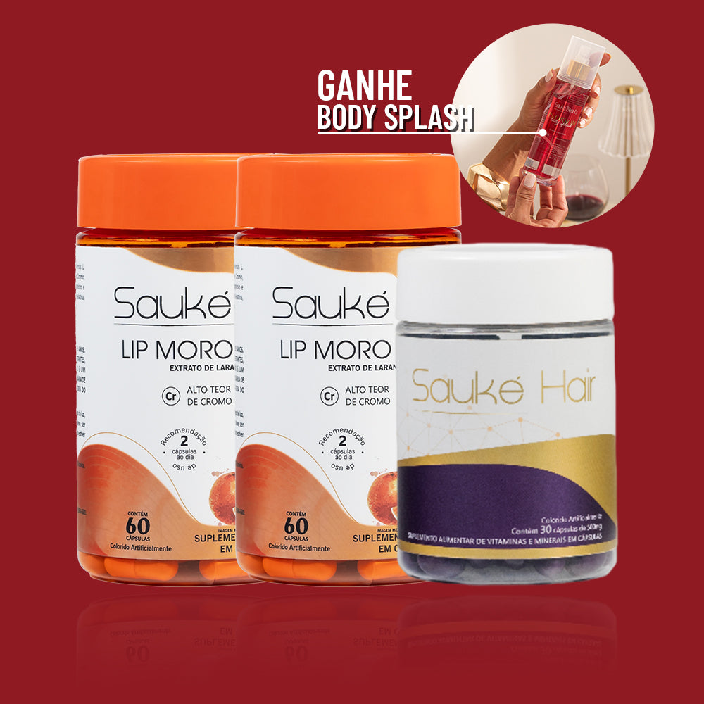 Kit 2 Lip Moro HD + 1 Sauke Hair ganha Body Splash