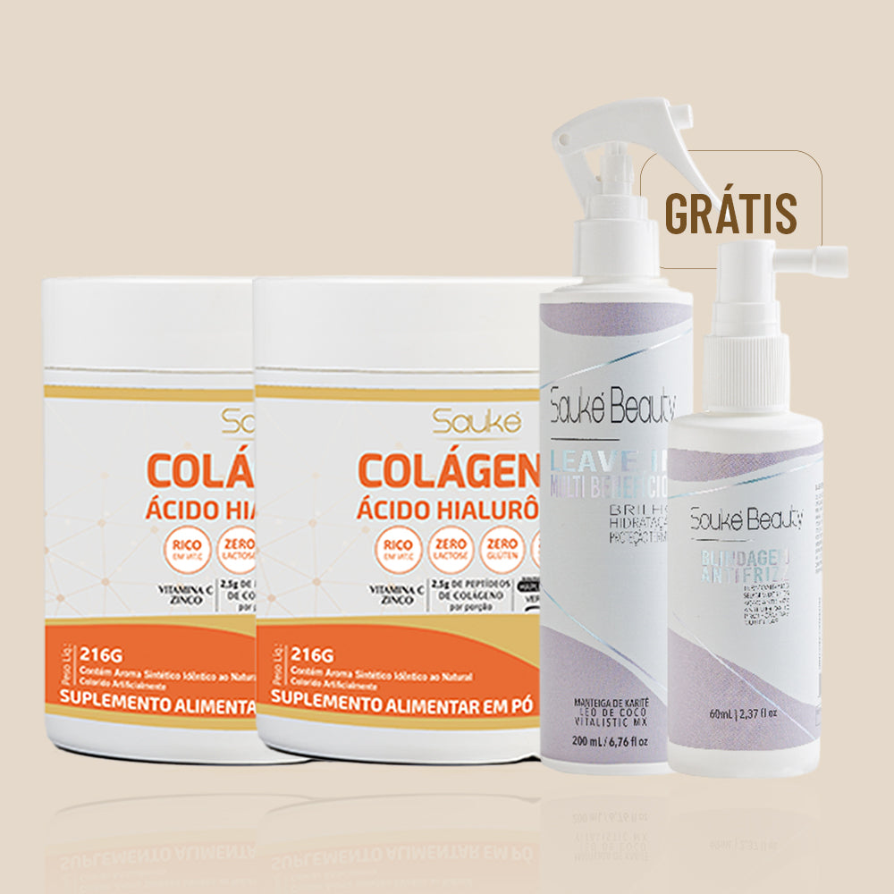 Kit compre 2 leve 4: 2 Colágeno ganha Leave in multibeneficios + Blindagem