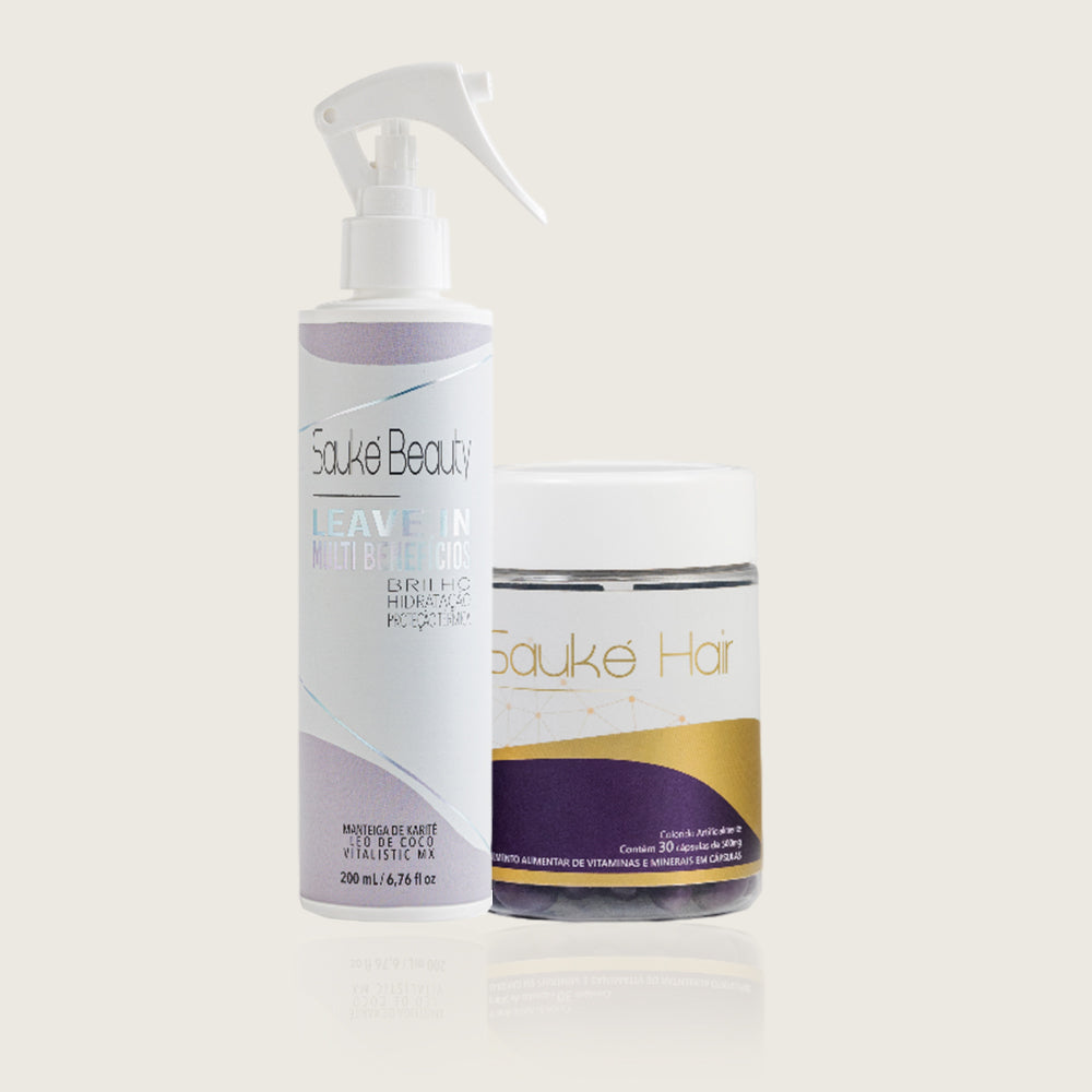 Kit  1 Sauke Hair + 1 Leave in - Crescimento e proteção