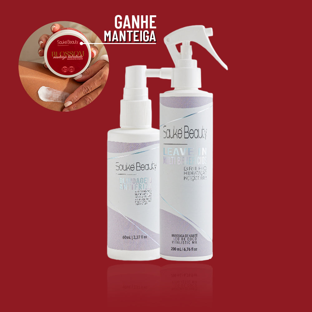 Kit Blindagem + Leave in  ganha Manteiga Hidratante Blossom