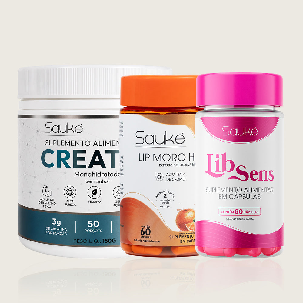 Kit 1 Creatina + 1 Libsens + 1 Lip Moro HD