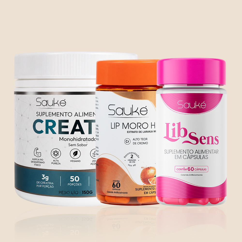 Kit 1 Creatina + 1 Libsens + 1 Lip Moro HD