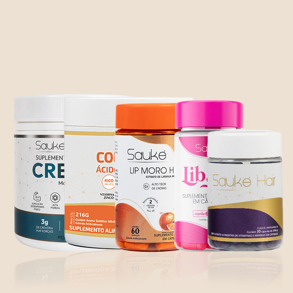 Kit  Ritual da Beleza - 1 Colágeno + 1 Sauke Hair + 1 Libsens + 1 Lip moro + 1 Creatina