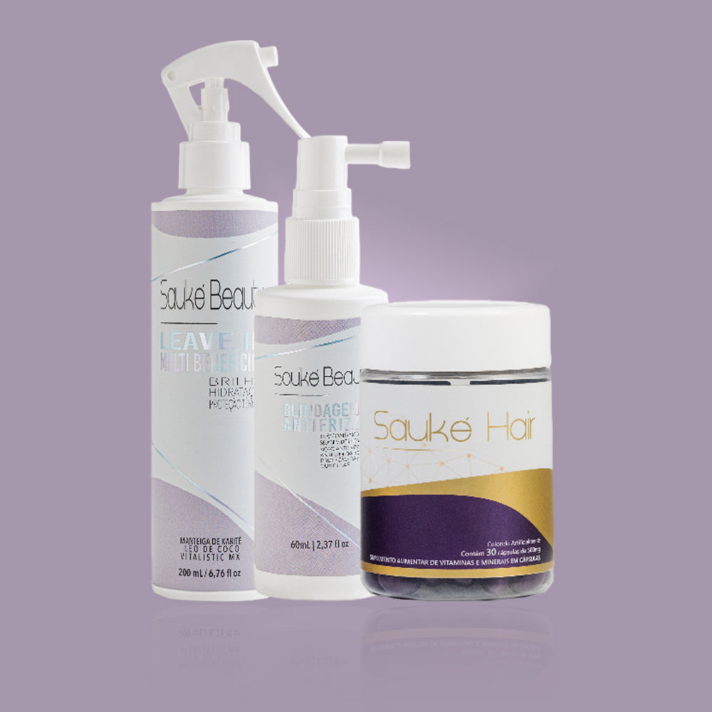 kit Sauke Hair + Blindagem + Leave in