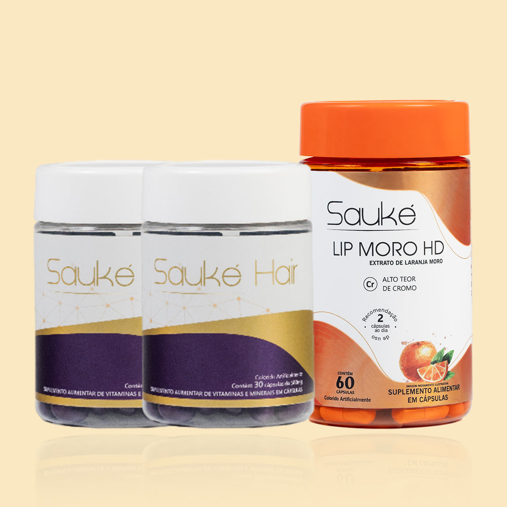 Kit - 2 Sauke Hair + 1 Lip Moro - Tratamento Cabelo e corpo