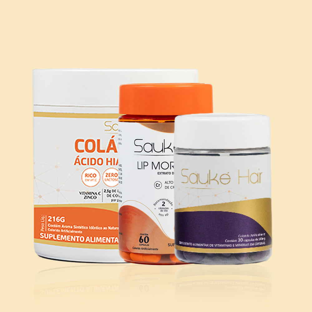 Kit - 1 Lip Moro HD + 1 Colágeno + 1 Sauké Hair - Corpo, pele e cabelo