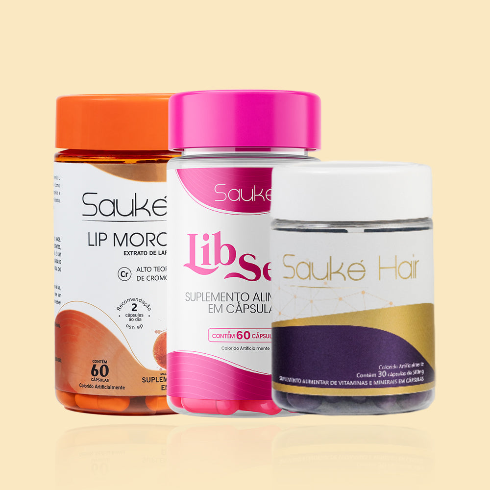 Kit - 1 Sauké Hair + 1 Lip Moro + 1 Libsens - Trio perfeito conexão, corpo e cabelo