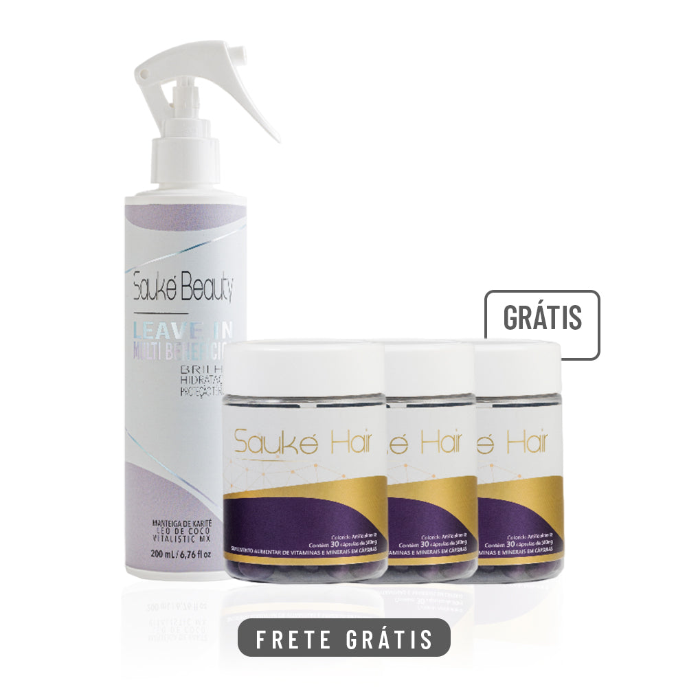 Sauke Comprando Spray Multibenefícios e 2 Hair Vitaminas Para Cabelo Ganha + 1 Hair